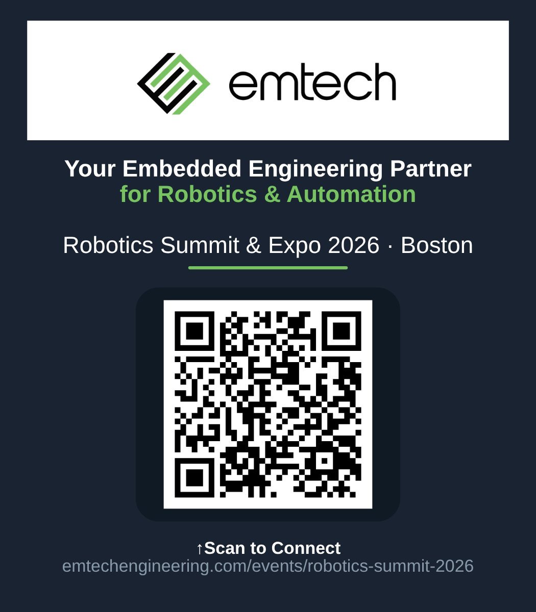 Emtech lanyard badge — scan to connect at Robotics Summit 2026
